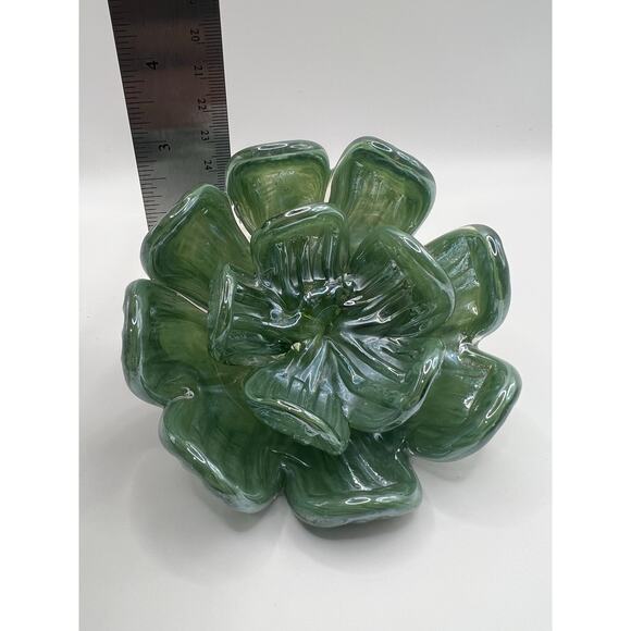 Vintage Green Art Glass Floral Sculpture Decorative Display Piece - Picture 9 of 13